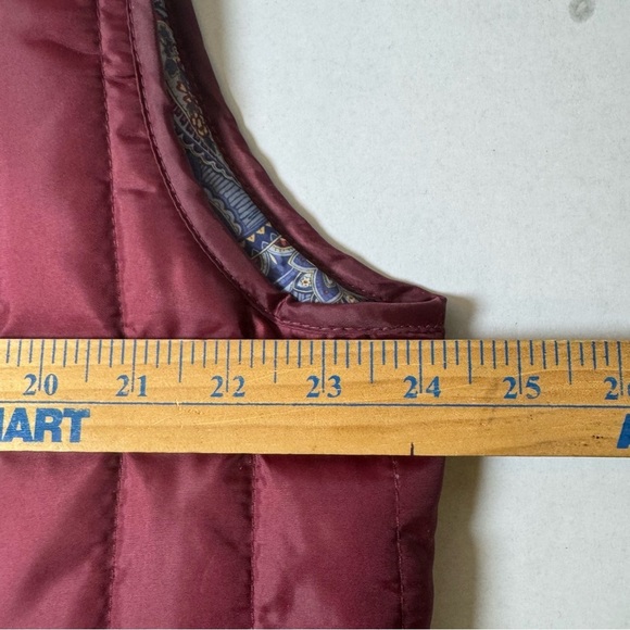 Alan Flusser Quilted Puffer Vest Burgundy Full Zip Lightweight - Picture 4 of 8